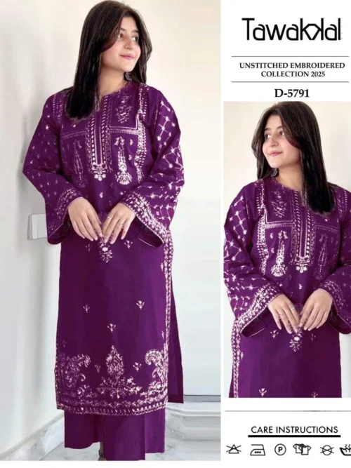 2 Pcs Women's Unstitched Embroidered Suit