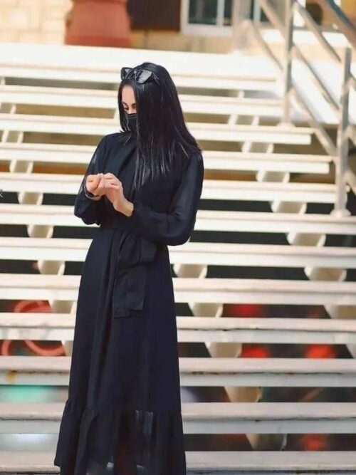 1 Pc Women's Stitched Chiffon Plain Maxi